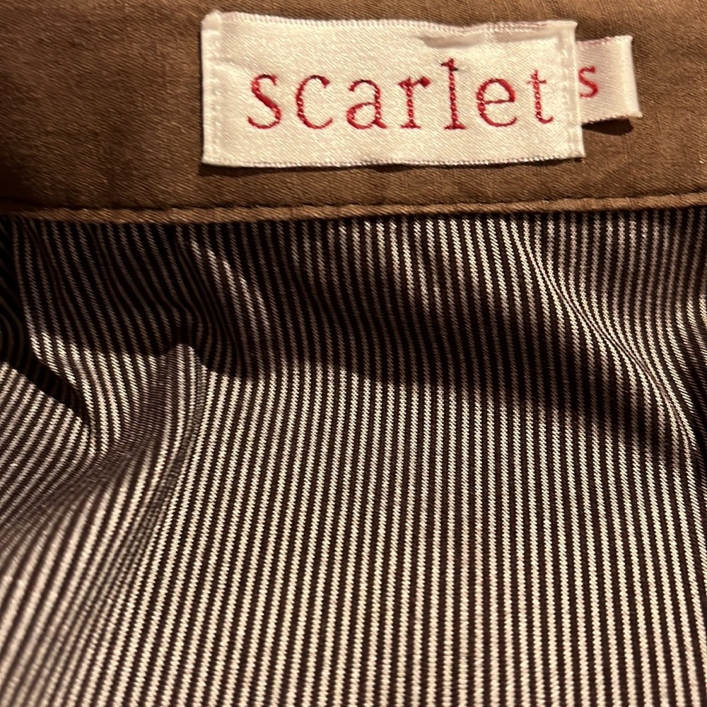 Scarlet brown striped frilled front shirt - Picture 6 of 9